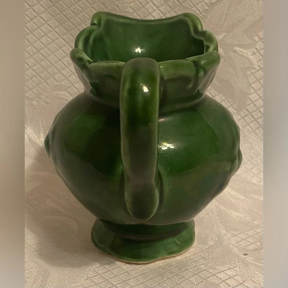 Vintage USA Green Ceramic Pitcher, Creamer - Picture 2 of 7